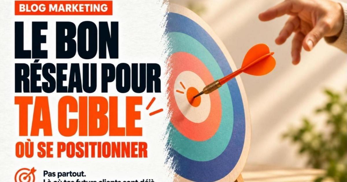Main qui lance une fléchette orange dans le centre d'une cible aux anneaux colorés. Sur quel réseau social se positionner selon sa cible