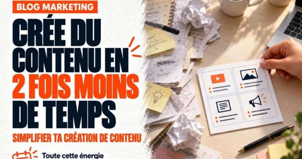 Bureau encombré de papiers d'un côté, et une main qui pose un calendrier de contenu de quatre cases de l'autre. Création de contenu sur les réseaux : la simplifier au maximum