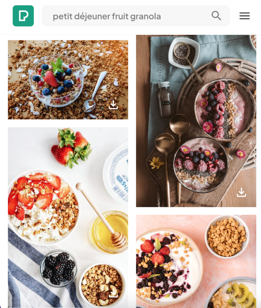 Recherche sur Pexels pour « petit déjeuner fruit granola »