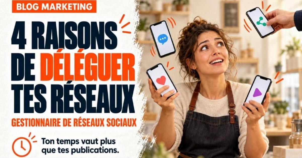 Propriétaire de commerce débordée qui jongle avec quatre téléphones affichant des réseaux sociaux. 4 bonnes raisons d'engager un gestionnaire de réseaux sociaux