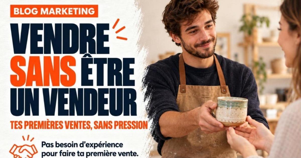 Artisan timide en tablier qui tend un produit fait main vers une cliente souriante. Comment vendre quand on ne sait pas vendre