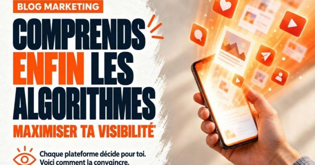 Main tenant un téléphone dont l'écran projette un faisceau de lumière orange comme un phare. Comment maximiser votre visibilité en ligne