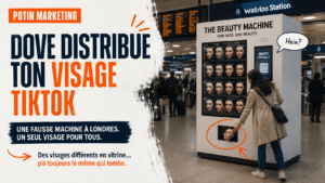 Image mise en avant potin marketing Dove beauty machine Londres visage TikTok algorithmes beaute