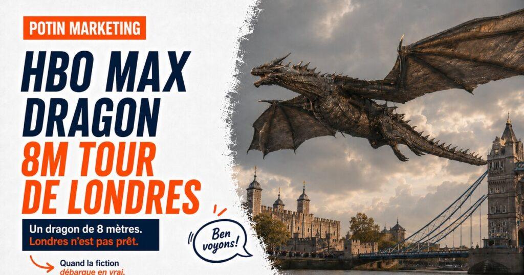 Replique mecanique du dragon Syrax de House of the Dragon (8 metres d'envergure) en plein vol au-dessus de la Tour de Londres le 22 juin 2026.