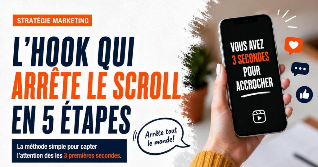 Methode en 5 etapes pour creer un hook qui arrete le scroll et capte l attention des trois premieres secondes.
