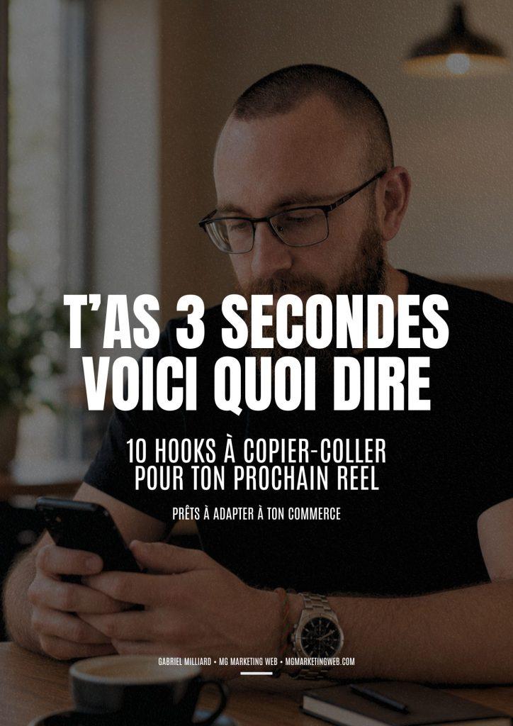 Page couverture du PDF : 10 hooks a copier-coller pour ton prochain reel