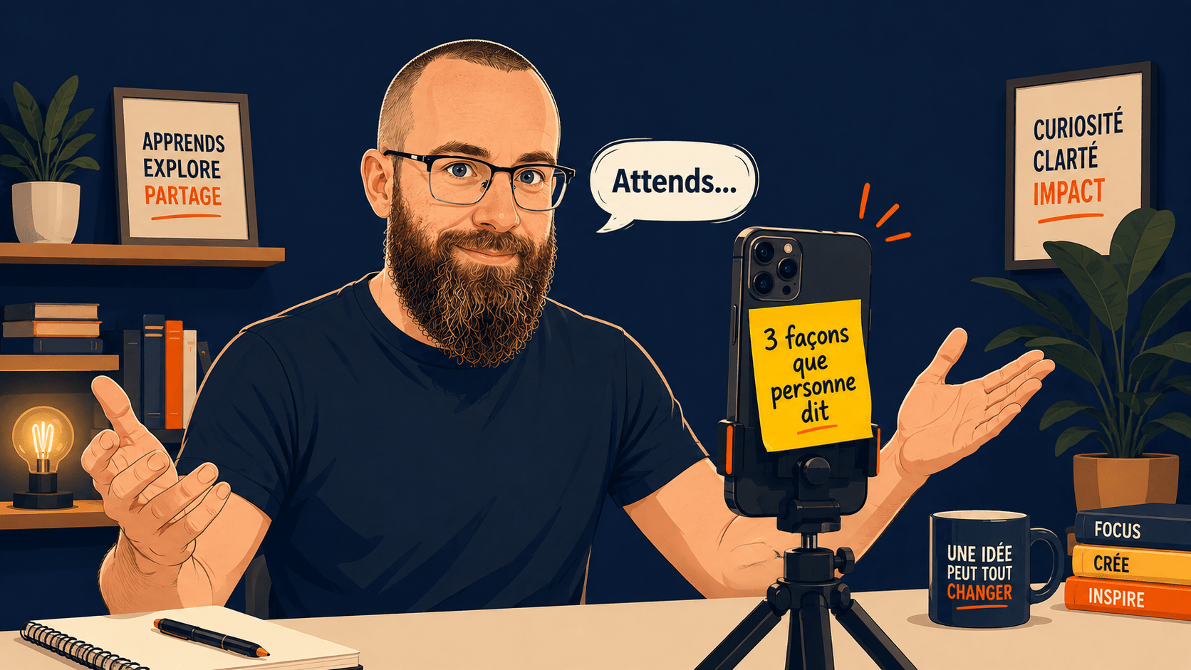 Gabriel confiant filme une capsule avec son iPhone
