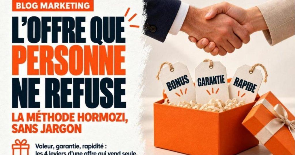Deux mains qui se serrent au-dessus d'une boîte-cadeau orange ouverte d'où sortent des étiquettes. Comment créer une offre irrésistible